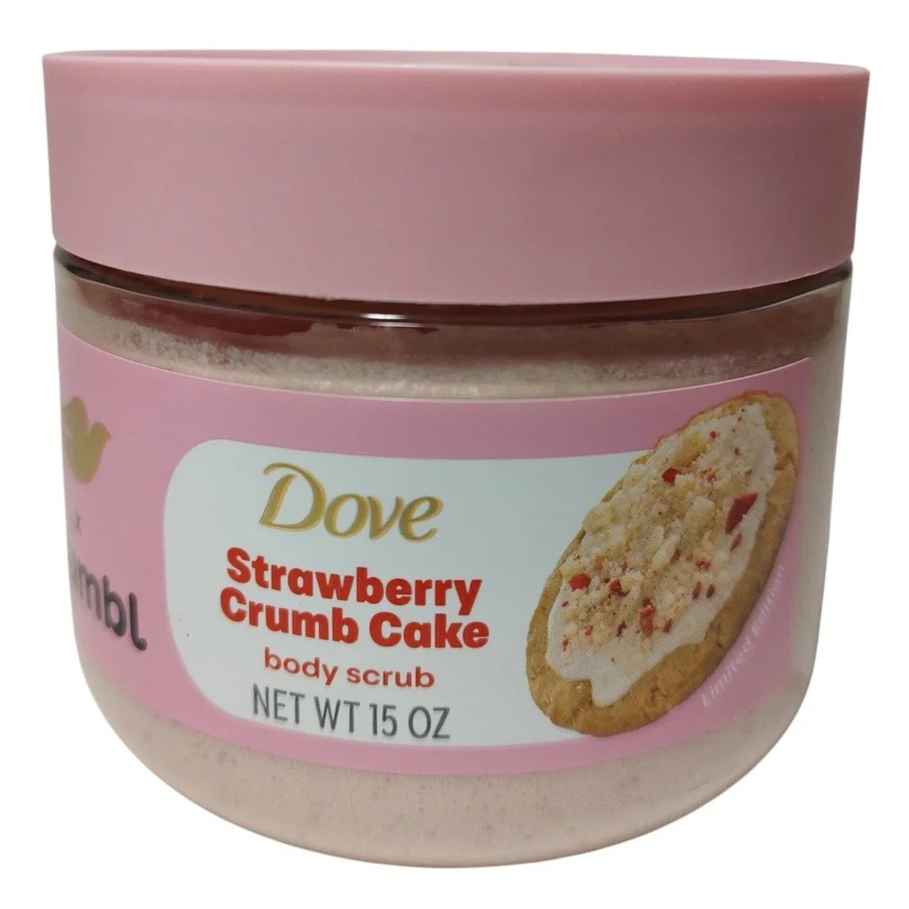 New Dove X Crumbl Strawberry Crumb Cake‎ Exfoliating Body Scrub Pink 15oz